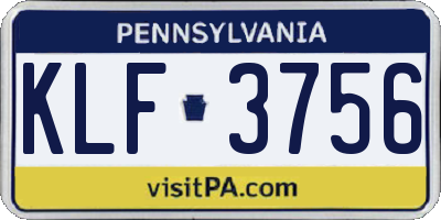 PA license plate KLF3756