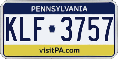 PA license plate KLF3757
