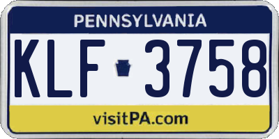 PA license plate KLF3758