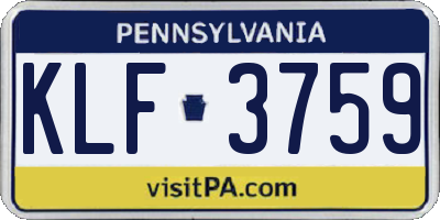 PA license plate KLF3759