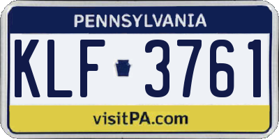 PA license plate KLF3761