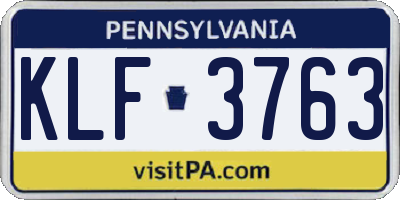 PA license plate KLF3763