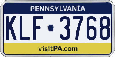 PA license plate KLF3768
