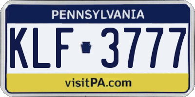PA license plate KLF3777