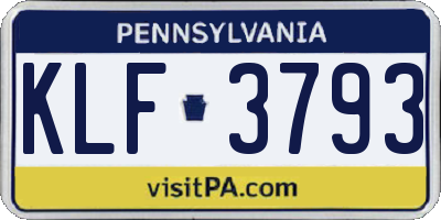 PA license plate KLF3793