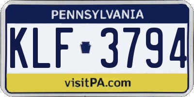PA license plate KLF3794