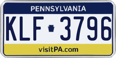 PA license plate KLF3796