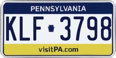 PA license plate KLF3798