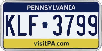 PA license plate KLF3799