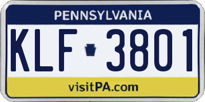 PA license plate KLF3801