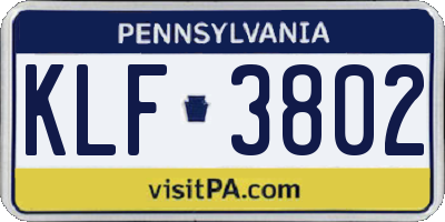 PA license plate KLF3802