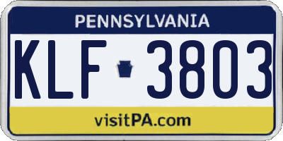 PA license plate KLF3803