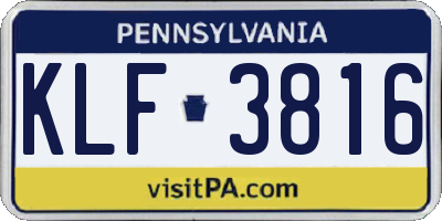 PA license plate KLF3816