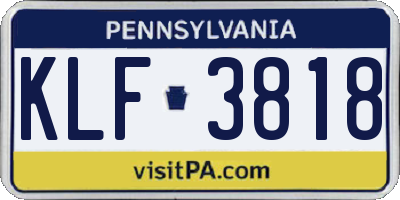 PA license plate KLF3818