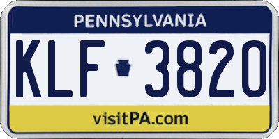 PA license plate KLF3820