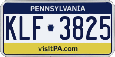 PA license plate KLF3825