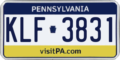 PA license plate KLF3831