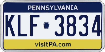 PA license plate KLF3834
