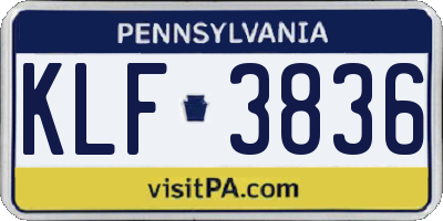 PA license plate KLF3836