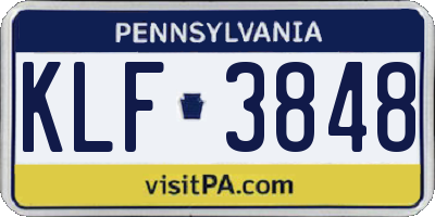 PA license plate KLF3848