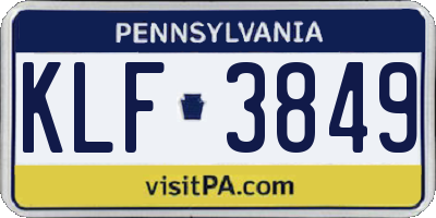 PA license plate KLF3849