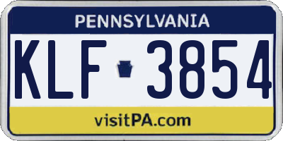 PA license plate KLF3854