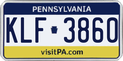 PA license plate KLF3860
