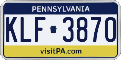 PA license plate KLF3870