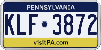 PA license plate KLF3872