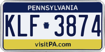 PA license plate KLF3874