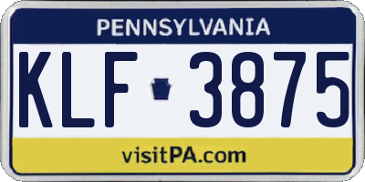 PA license plate KLF3875