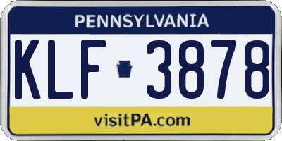 PA license plate KLF3878