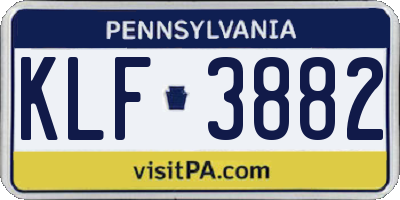 PA license plate KLF3882