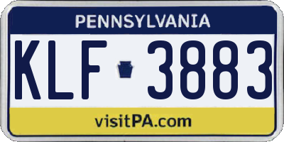 PA license plate KLF3883