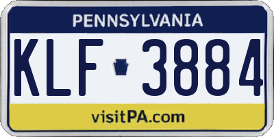 PA license plate KLF3884
