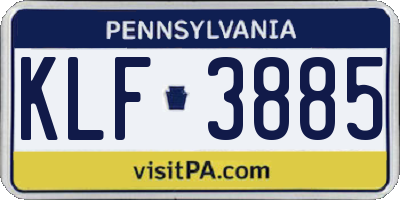 PA license plate KLF3885