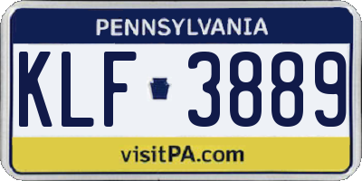 PA license plate KLF3889