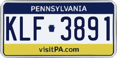 PA license plate KLF3891