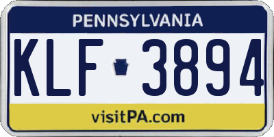 PA license plate KLF3894