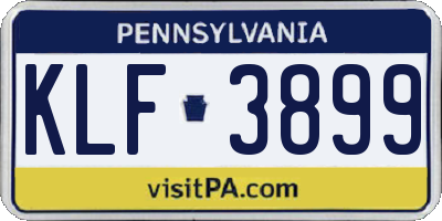 PA license plate KLF3899