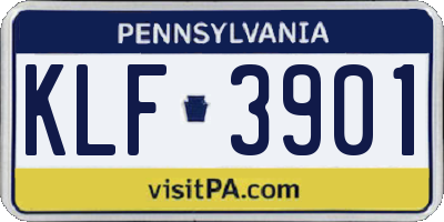PA license plate KLF3901
