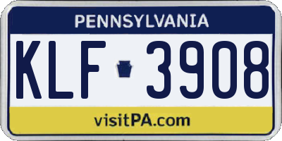 PA license plate KLF3908