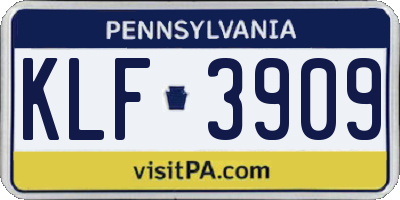 PA license plate KLF3909