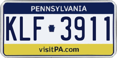 PA license plate KLF3911