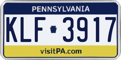 PA license plate KLF3917