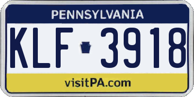 PA license plate KLF3918