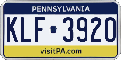 PA license plate KLF3920