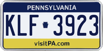 PA license plate KLF3923
