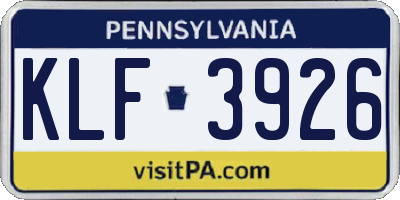 PA license plate KLF3926