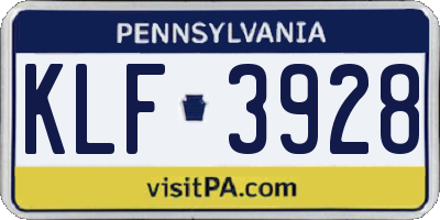 PA license plate KLF3928